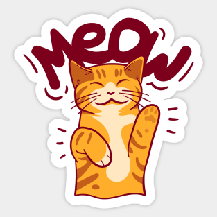 Illustration of an orange cat with a smiling face Sticker